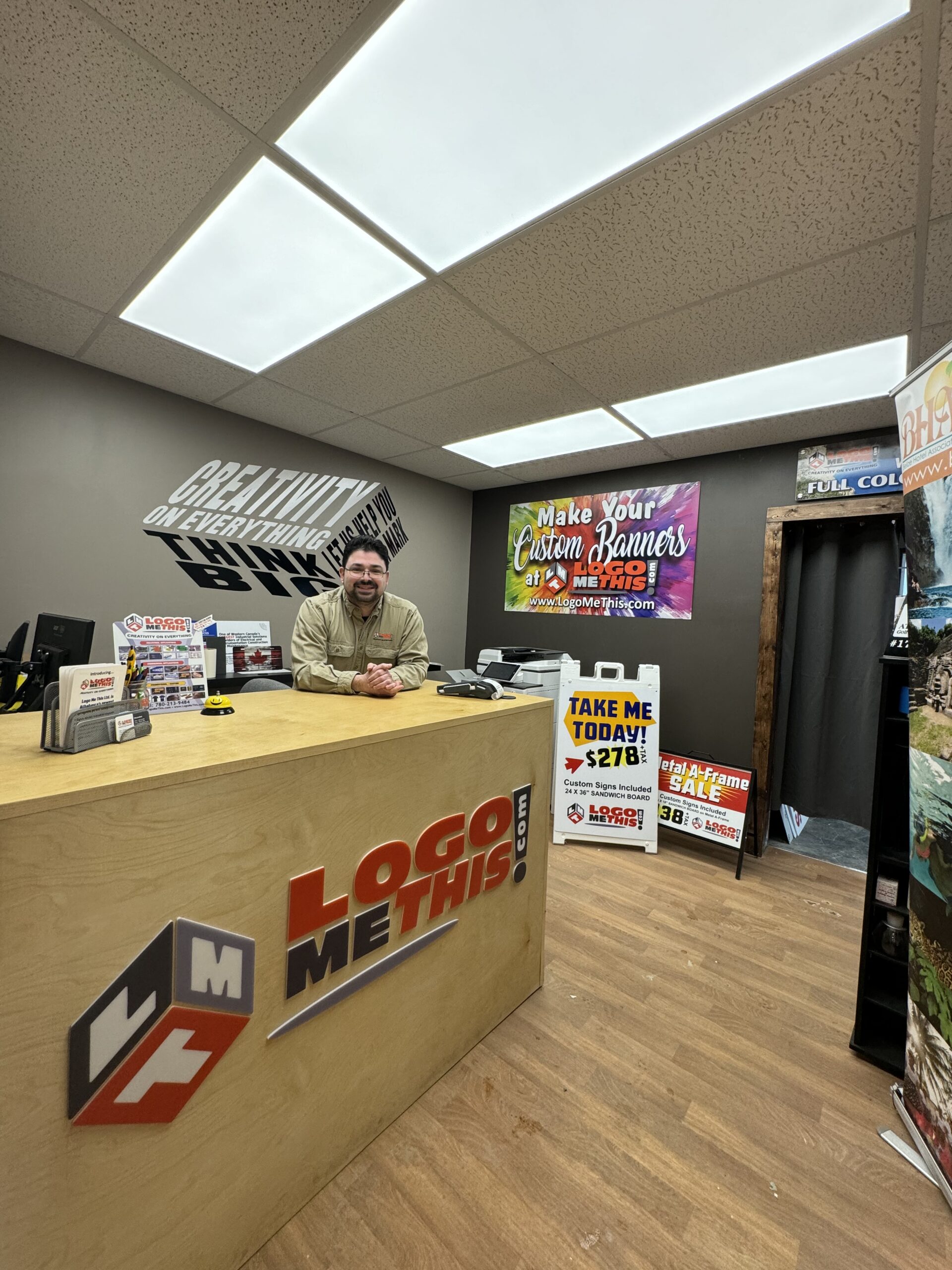 Front office of LogoMeThis! in Athabasca Alberta